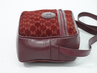 Celine Macadam Shoulder Bag Suede Leather Bordeaux — view 4