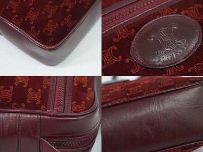 Celine Macadam Shoulder Bag Suede Leather Bordeaux — view 7
