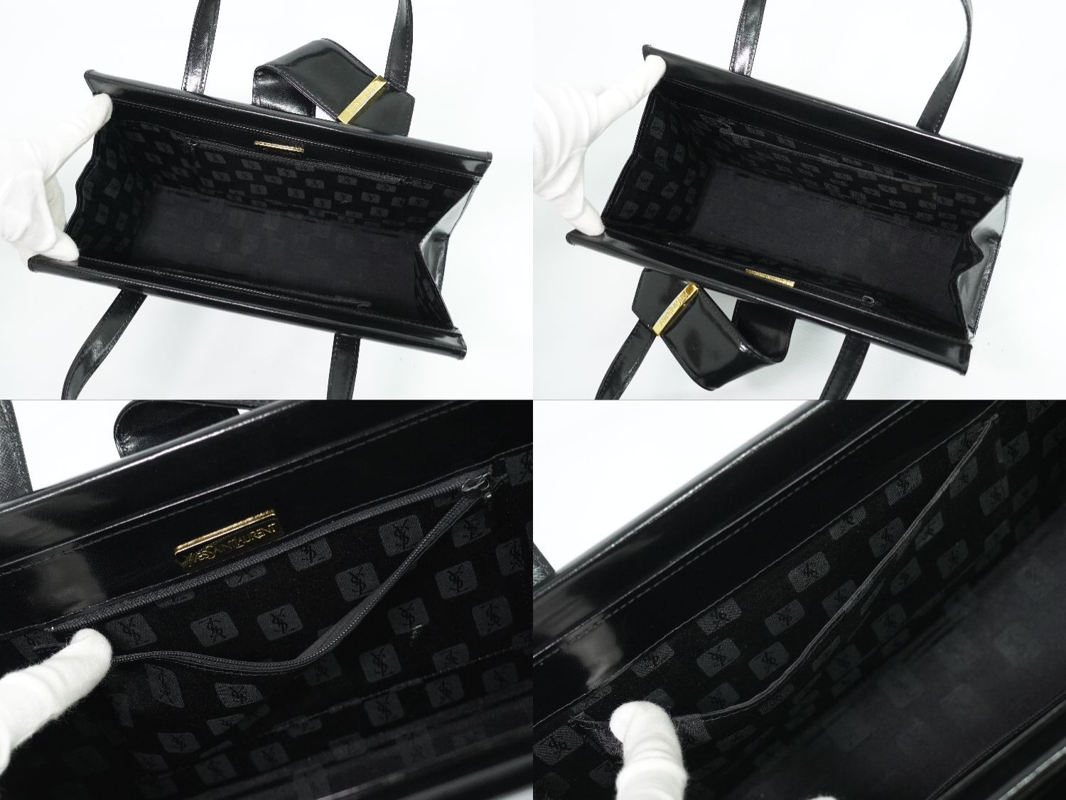 Saint Laurent YSL Patent Leather Handbag Black — view 8