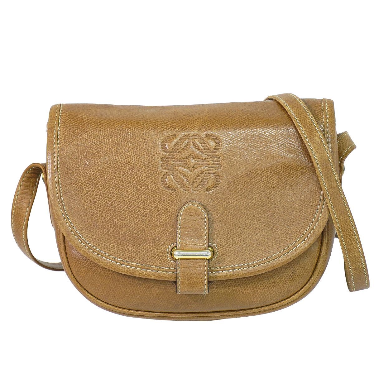 Loewe Anagram Shoulder Bag Pochette Leather Brown