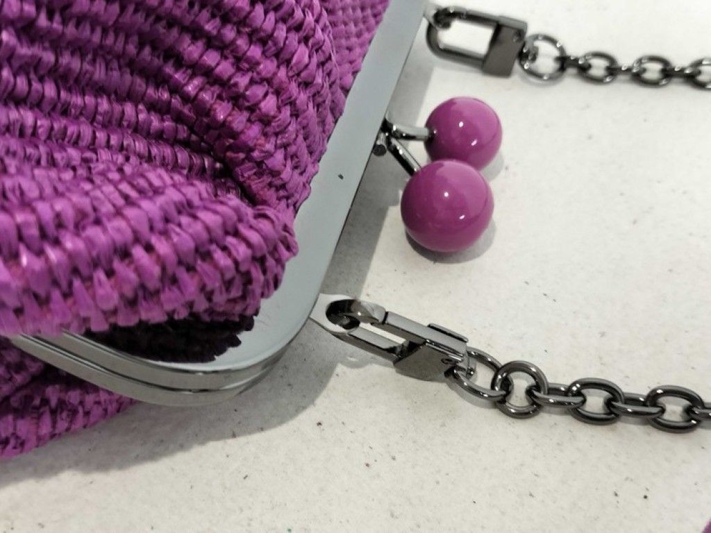 Max Mara Maxmara Weekend Shoulder Bag Pasticino Purple Cotton Chain — view 5