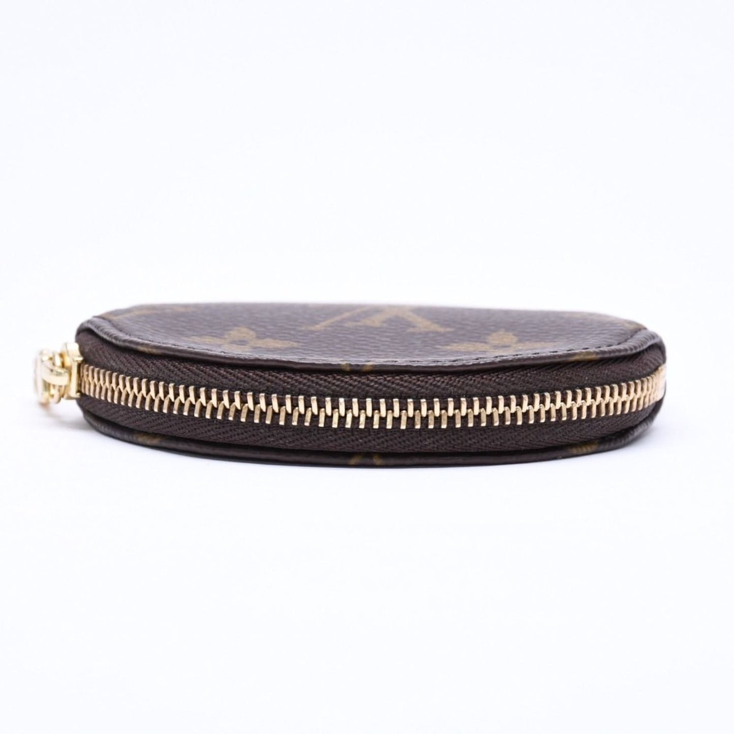 Louis Vuitton Porte Monnaie Rond Coin Purse Monogram Canvas Brown Case Gold — view 7