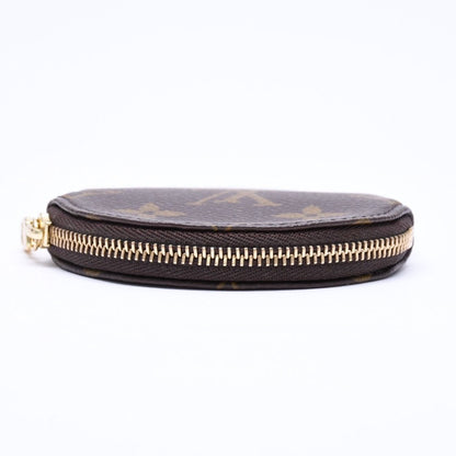 Louis Vuitton Porte Monnaie Rond Coin Purse Monogram Canvas Brown Case Gold — view 7