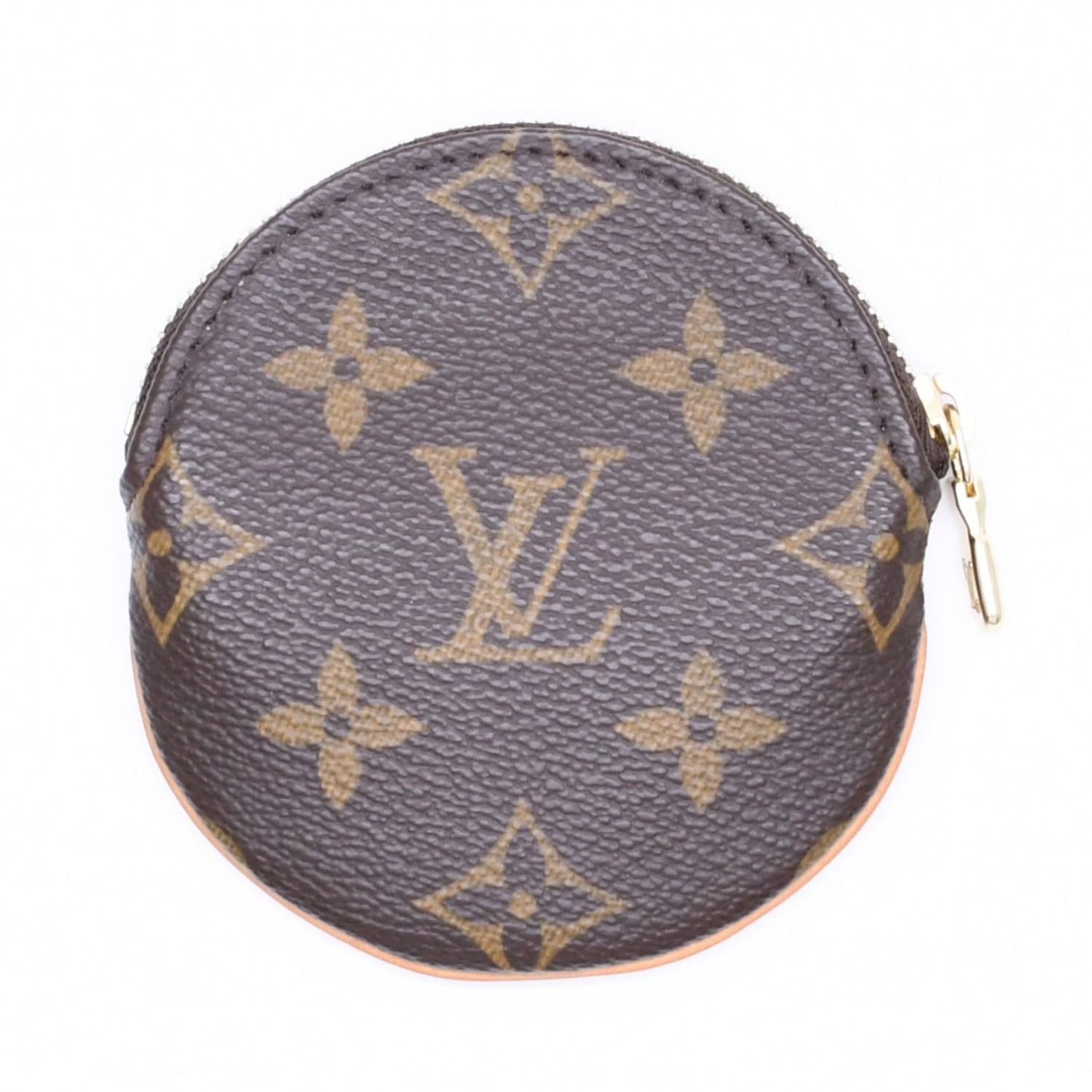 Louis Vuitton Porte Monnaie Rond Coin Purse Monogram Canvas Brown Case Gold — view 2