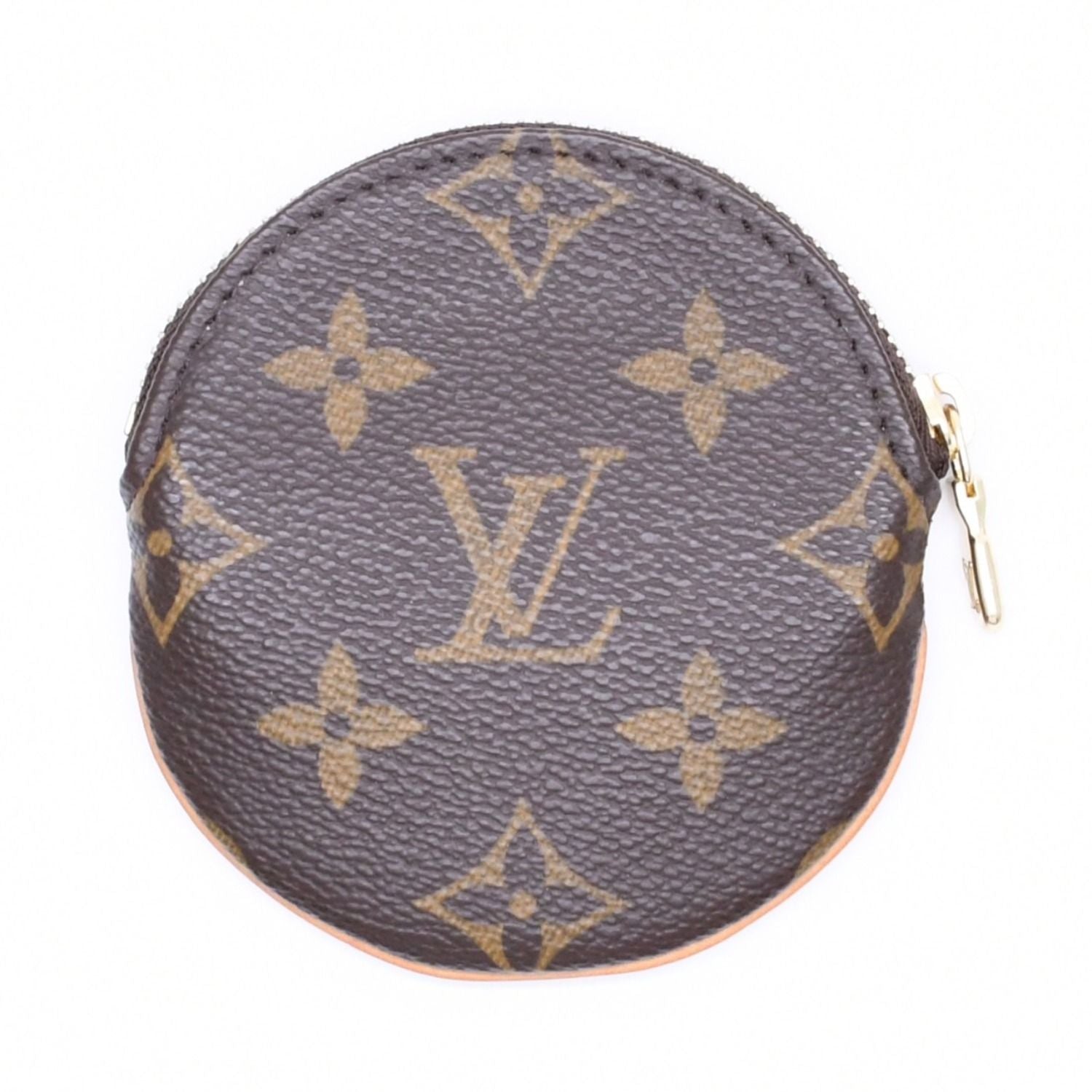 Louis Vuitton Porte Monnaie Rond Coin Purse Monogram Canvas Brown Case Gold — view 2