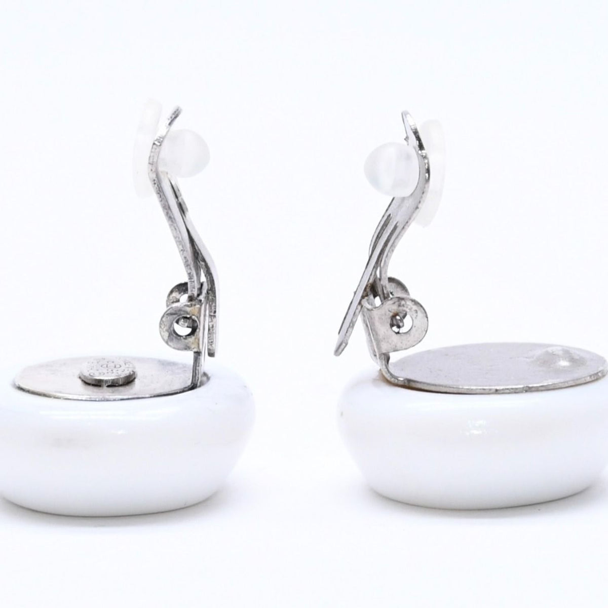 Chanel 96P CC Logo Earrings 96 Resin Metal White Black Bicolor — view 6