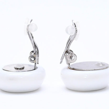 Chanel 96P CC Logo Earrings 96 Resin Metal White Black Bicolor — view 6