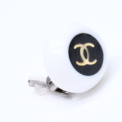 Chanel 96P CC Logo Earrings 96 Resin Metal White Black Bicolor — view 3
