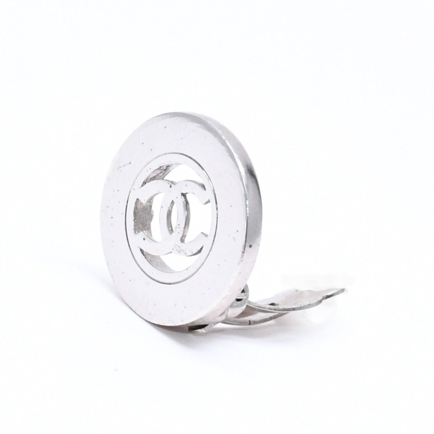 Chanel Vintage CC Logo Earrings 97 Metal Silver — view 2