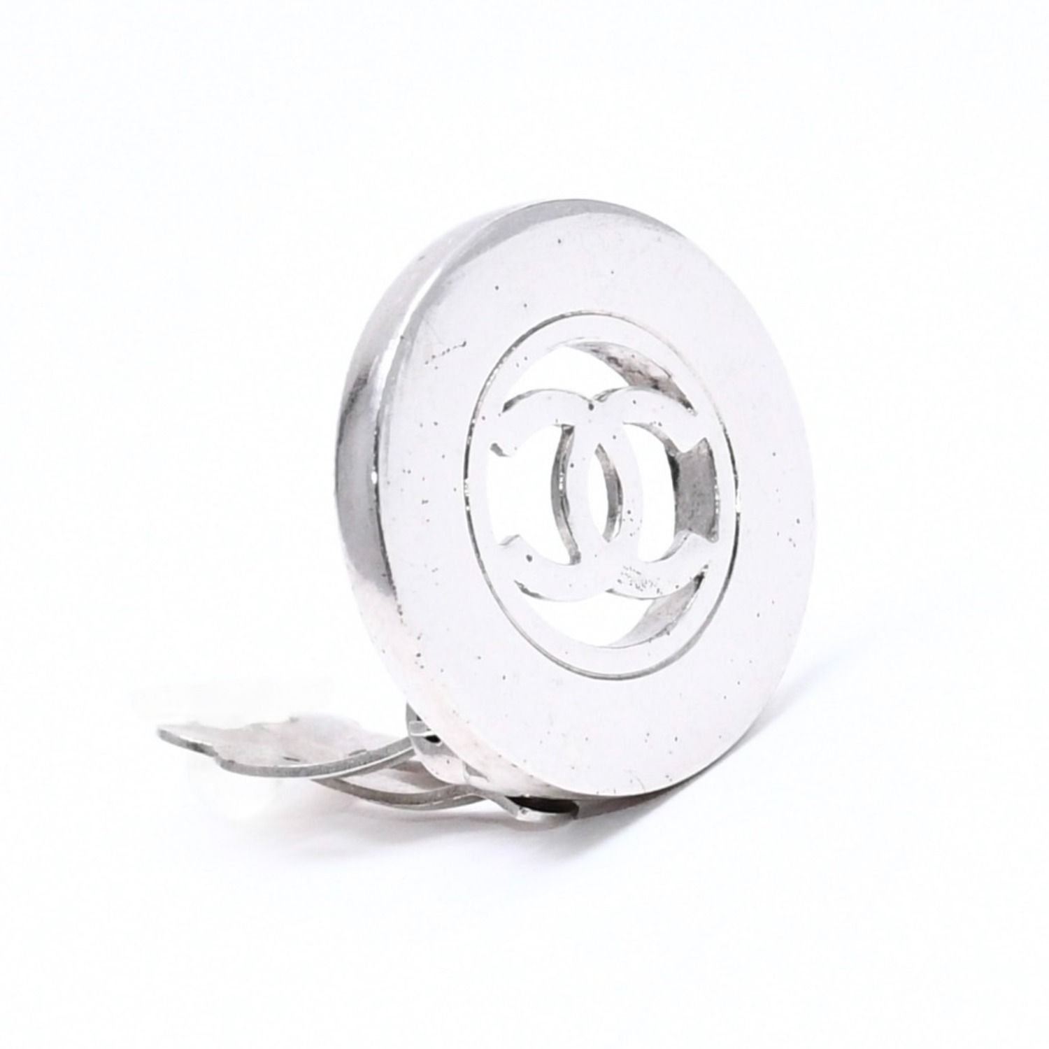 Chanel Vintage CC Logo Earrings 97 Metal Silver — view 3