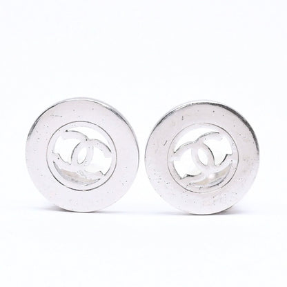 Chanel Vintage CC Logo Earrings 97 Metal Silver