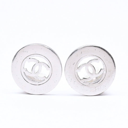 Chanel Vintage CC Logo Earrings 97 Metal Silver