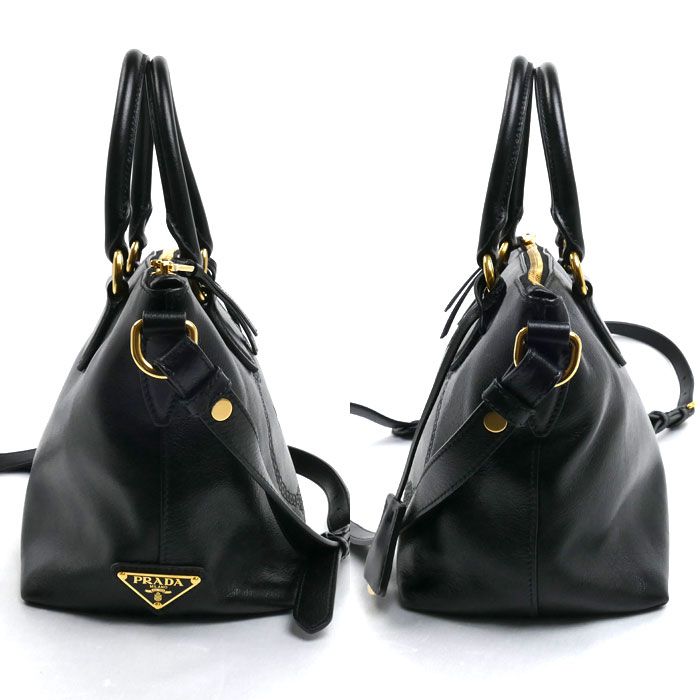Prada Vitello Daino 2-Way Shoulder Bag Black — view 4