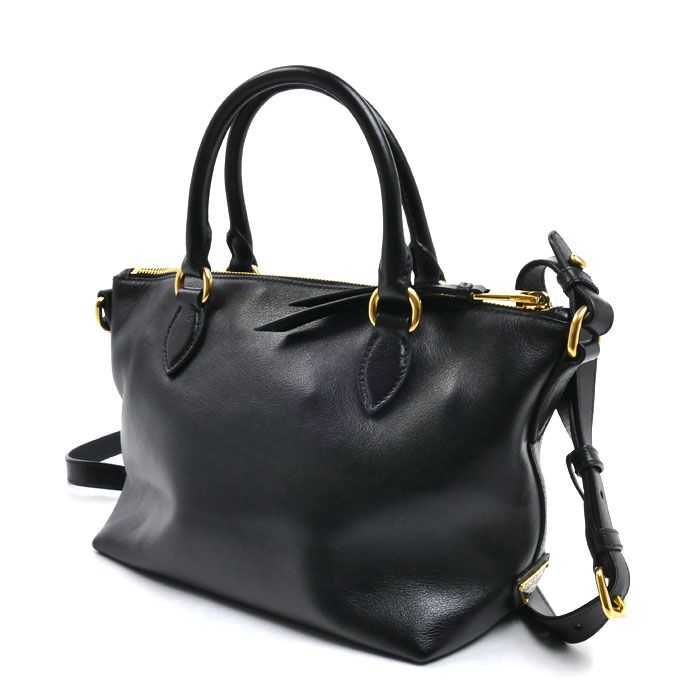 Prada Vitello Daino 2-Way Shoulder Bag Black — view 2