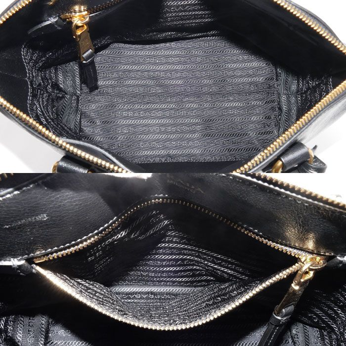 Prada Vitello Daino 2-Way Shoulder Bag Black — view 5