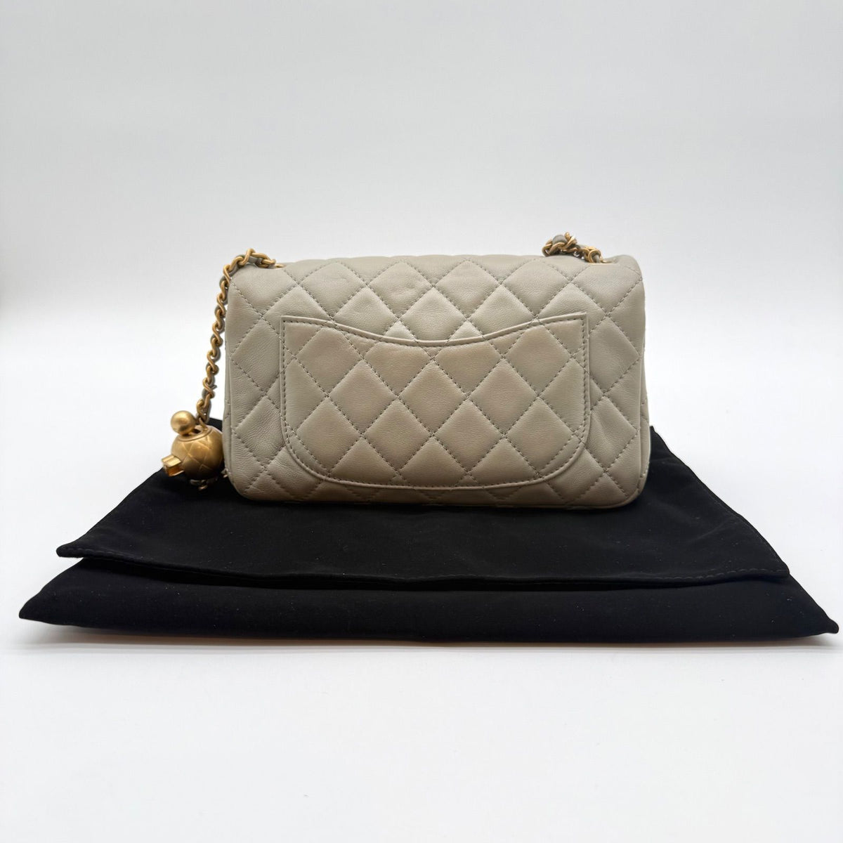 Chanel Mini Matelasse Quilted Lambskin Shoulder Bag Gray Plate — view 2
