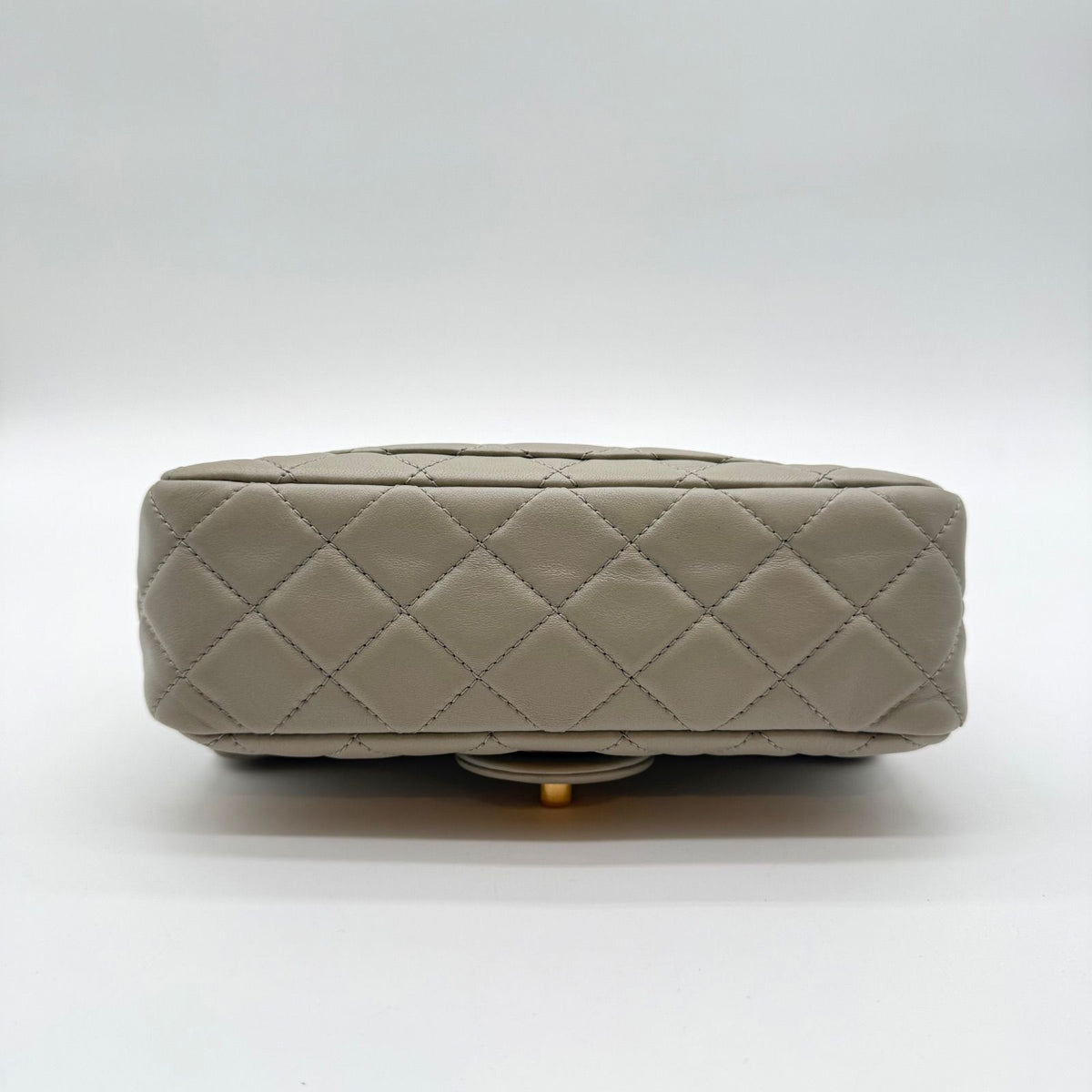 Chanel Mini Matelasse Quilted Lambskin Shoulder Bag Gray Plate — view 4