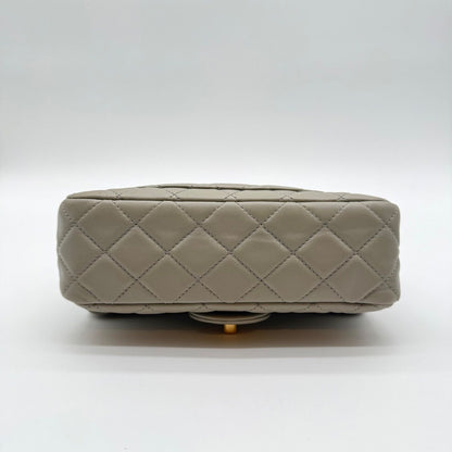 Chanel Mini Matelasse Quilted Lambskin Shoulder Bag Gray Plate — view 4