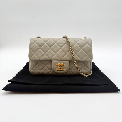 Chanel Mini Matelasse Quilted Lambskin Shoulder Bag Gray Plate