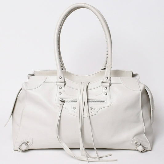 Balenciaga Neo Classic Large Top Handle Boston Bag White Ivory