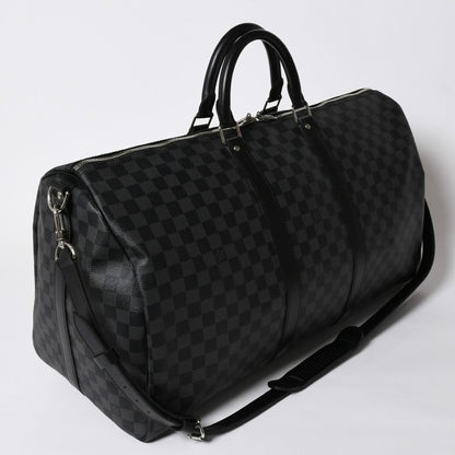 Louis Vuitton Keepall Bandouliere 55 Boston Bag Damier Graphite Black — view 3