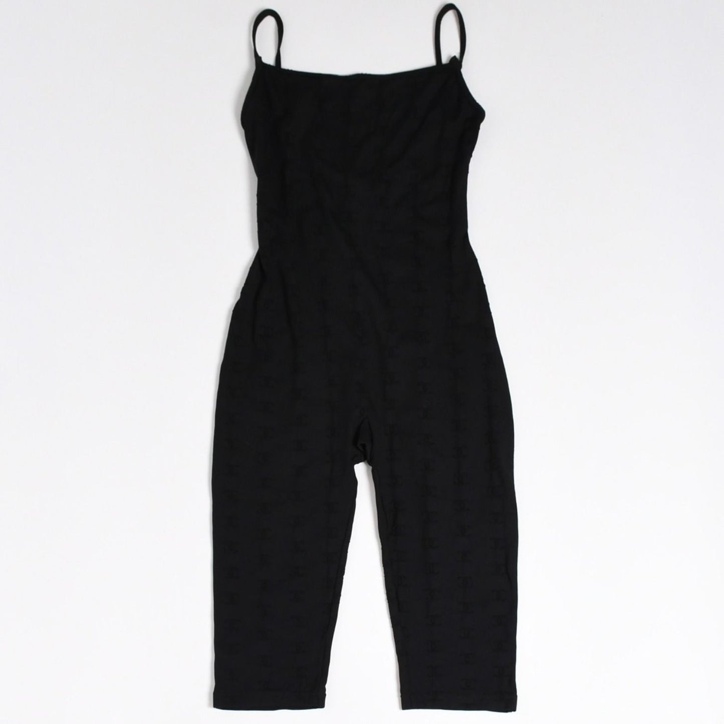 Chanel Camisole Jumpsuit CC Logo Nylon Spandex Black 40