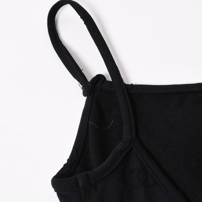 Chanel Camisole Jumpsuit CC Logo Nylon Spandex Black 40 — view 6
