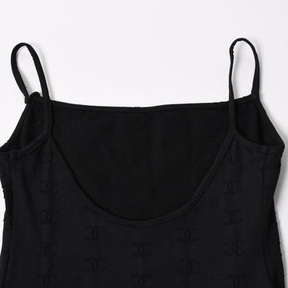 Chanel Camisole Jumpsuit CC Logo Nylon Spandex Black 40 — view 4