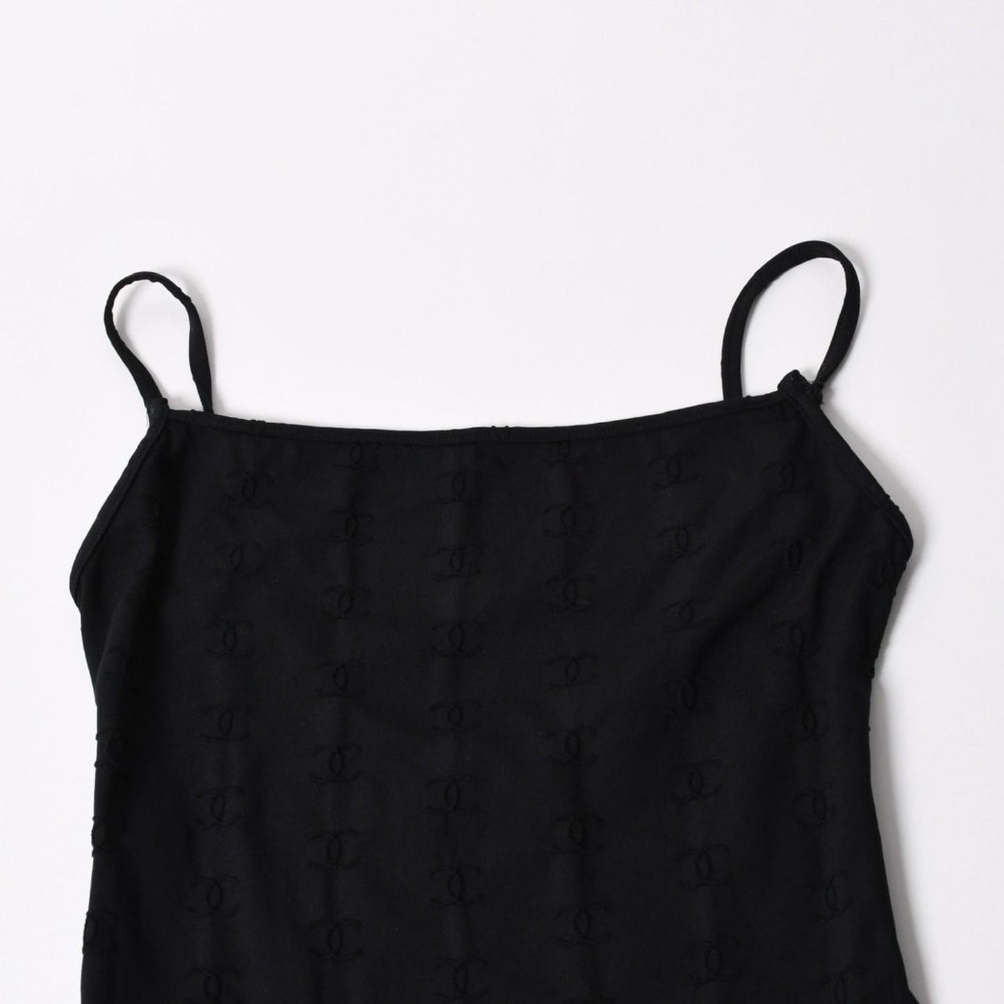 Chanel Camisole Jumpsuit CC Logo Nylon Spandex Black 40 — view 3