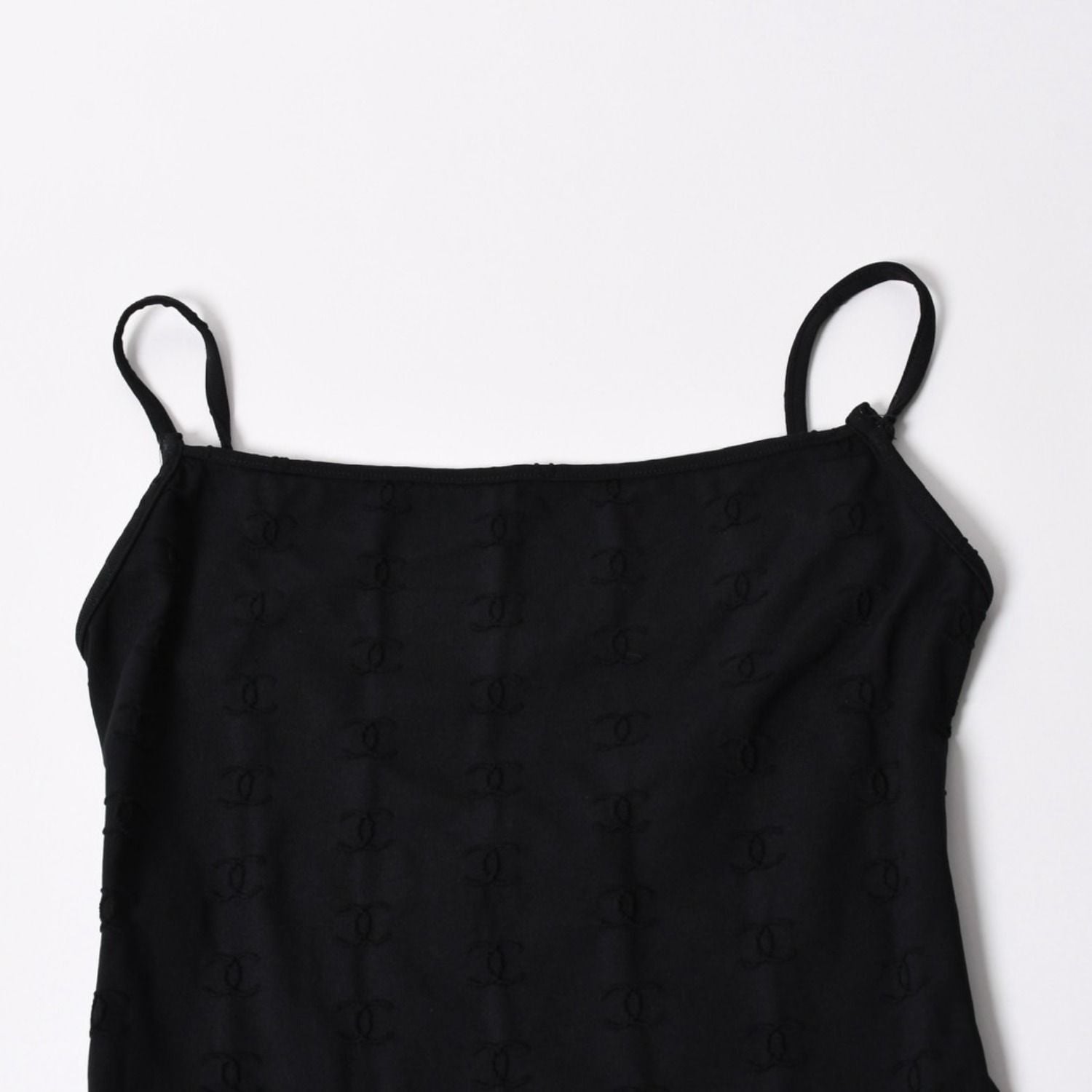 Chanel Camisole Jumpsuit CC Logo Nylon Spandex Black 40 — view 3