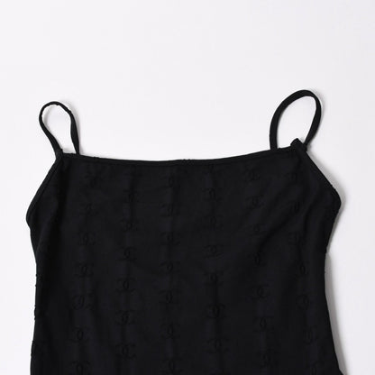 Chanel Camisole Jumpsuit CC Logo Nylon Spandex Black 40 — view 3