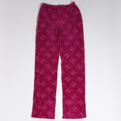 Chanel Vintage Velour Pants CC Logo Pink Archive Karl Lagerfeld — view 2