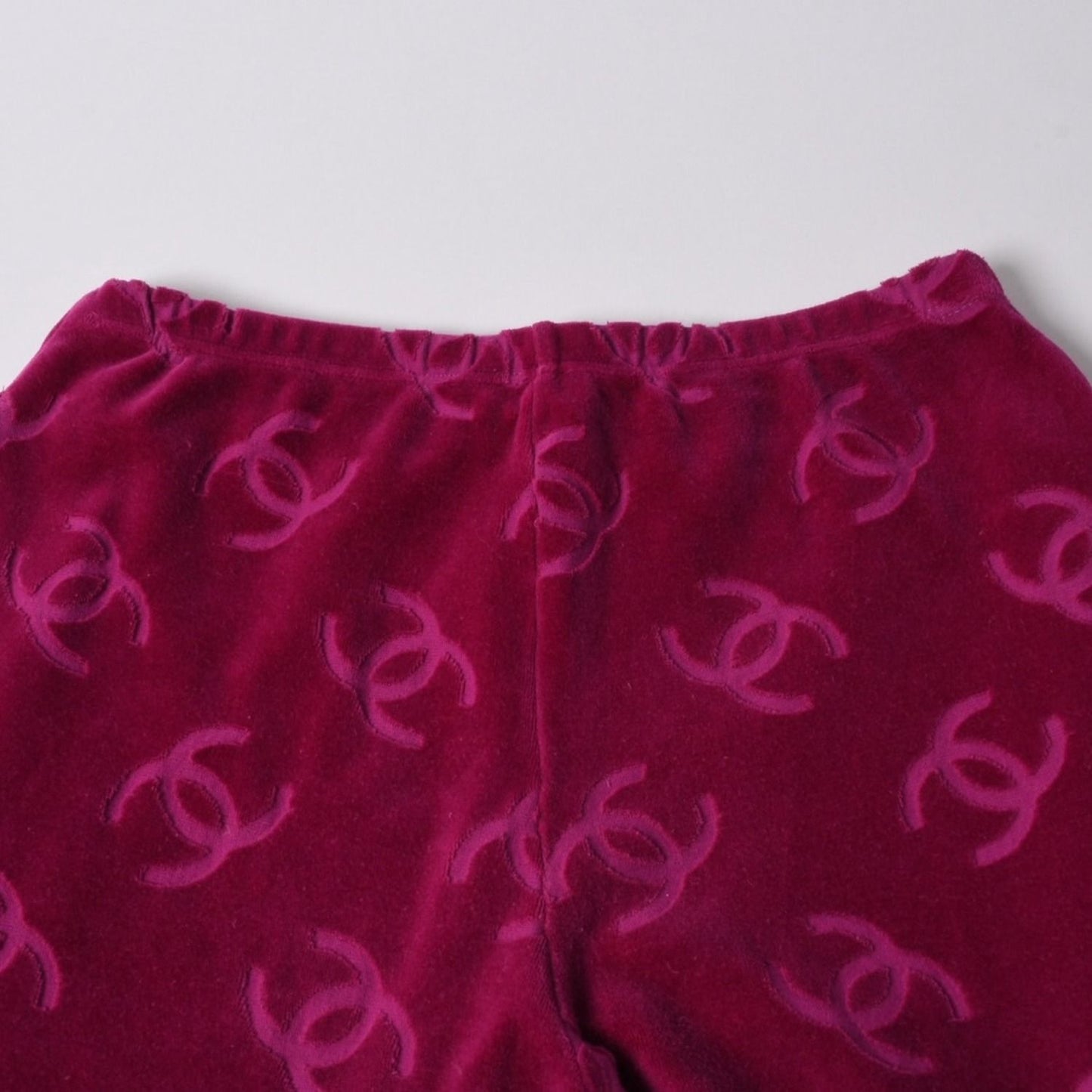 Chanel Vintage Velour Pants CC Logo Pink Archive Karl Lagerfeld — view 4