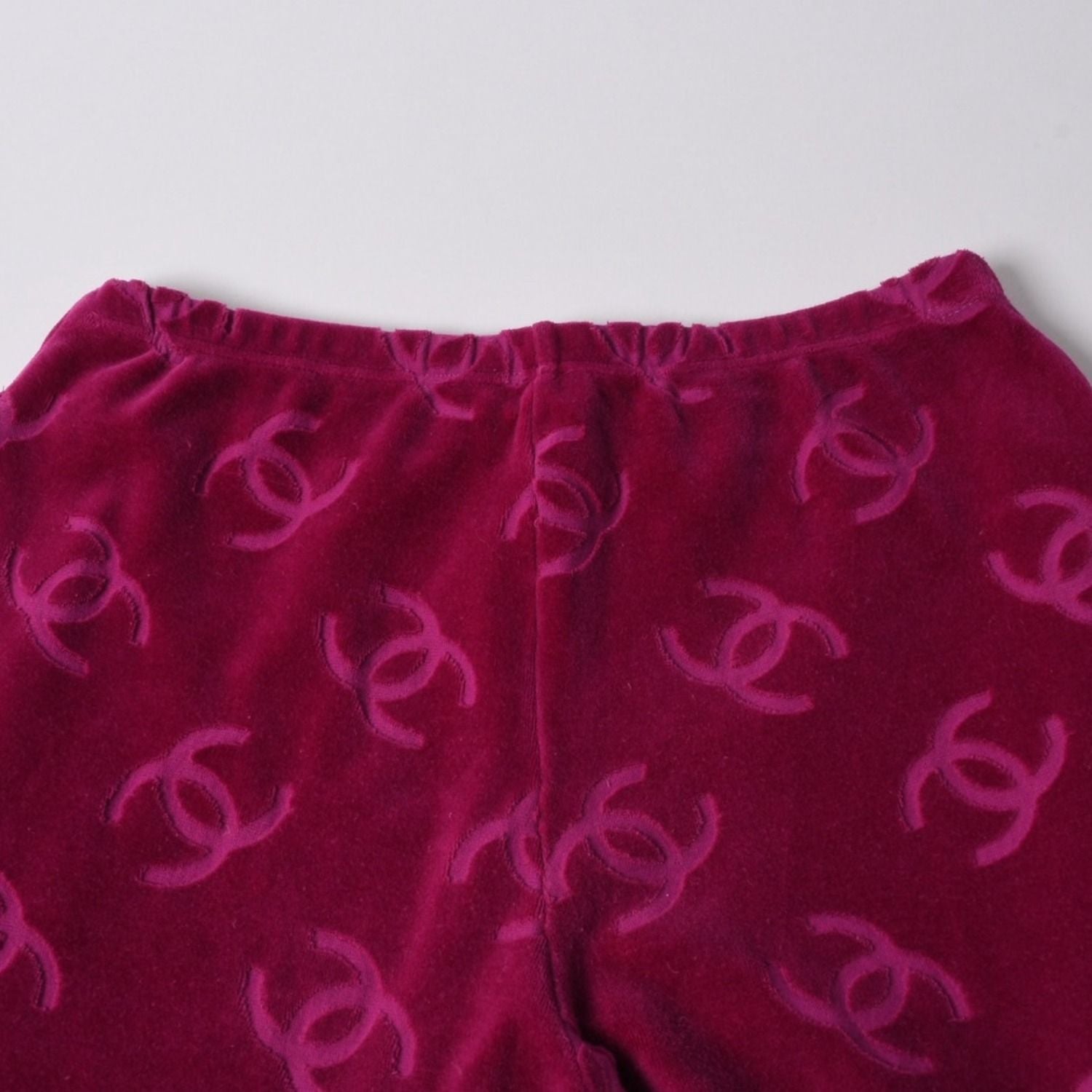 Chanel Vintage Velour Pants CC Logo Pink Archive Karl Lagerfeld — view 4