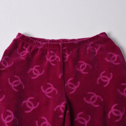 Chanel Vintage Velour Pants CC Logo Pink Archive Karl Lagerfeld — view 3