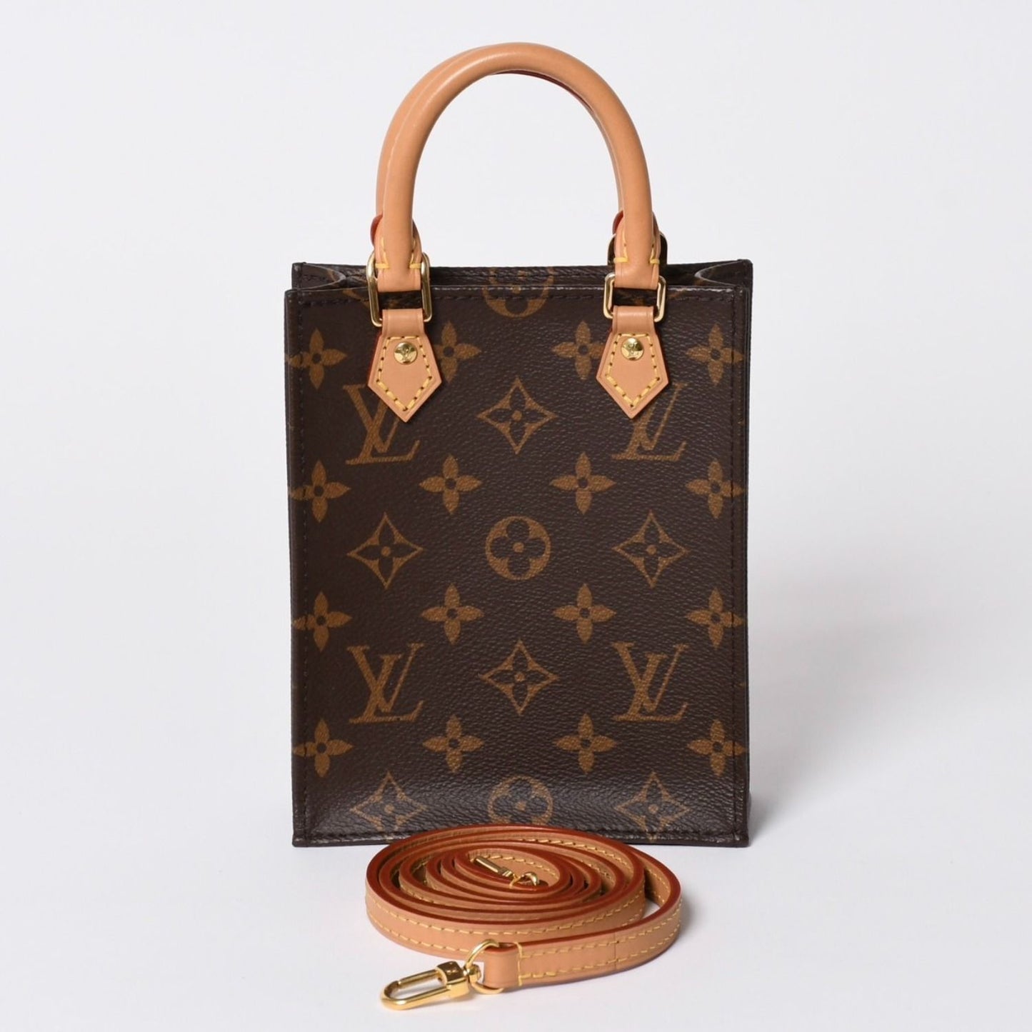 Louis Vuitton Sac Plat 2-Way Bag Monogram Brown Gold Vintage