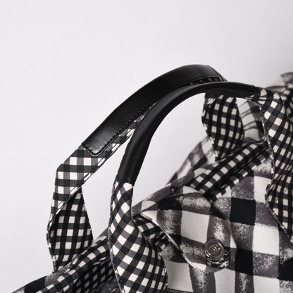 Chanel Cruise Line Gingham Check Tote Boston Bag White Black CC Logo Silver — view 5