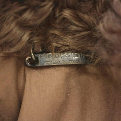 Fendi Ssime Fer Coat 36 Brown Silk Fur Lamb Collar Long Sleeve LP — view 4