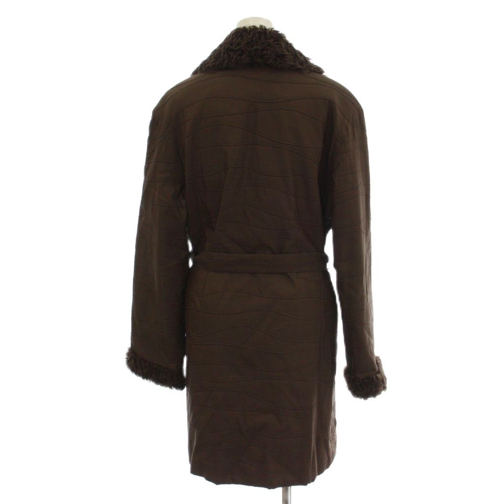 Fendi Ssime Fer Coat 36 Brown Silk Fur Lamb Collar Long Sleeve LP — view 3