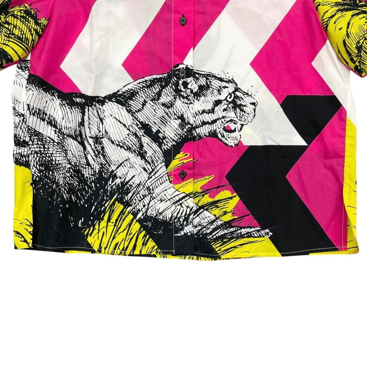 Dior Short Sleeve Shirt Tiger Print 34 Sizes Cotton Pink Yellow — view 4
