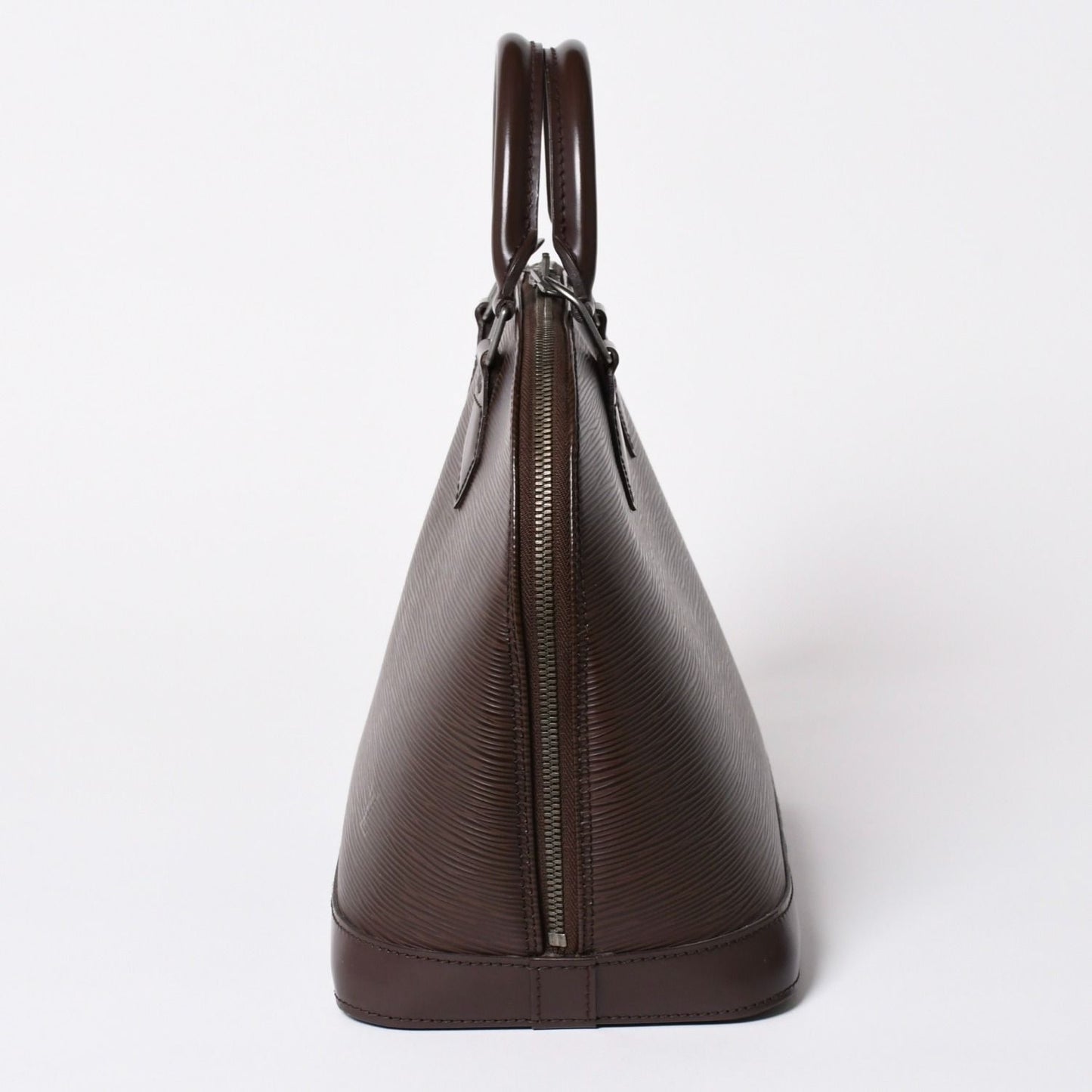 Louis Vuitton Alma PM Handbag Epi Leather Dark Brown Silver — view 4