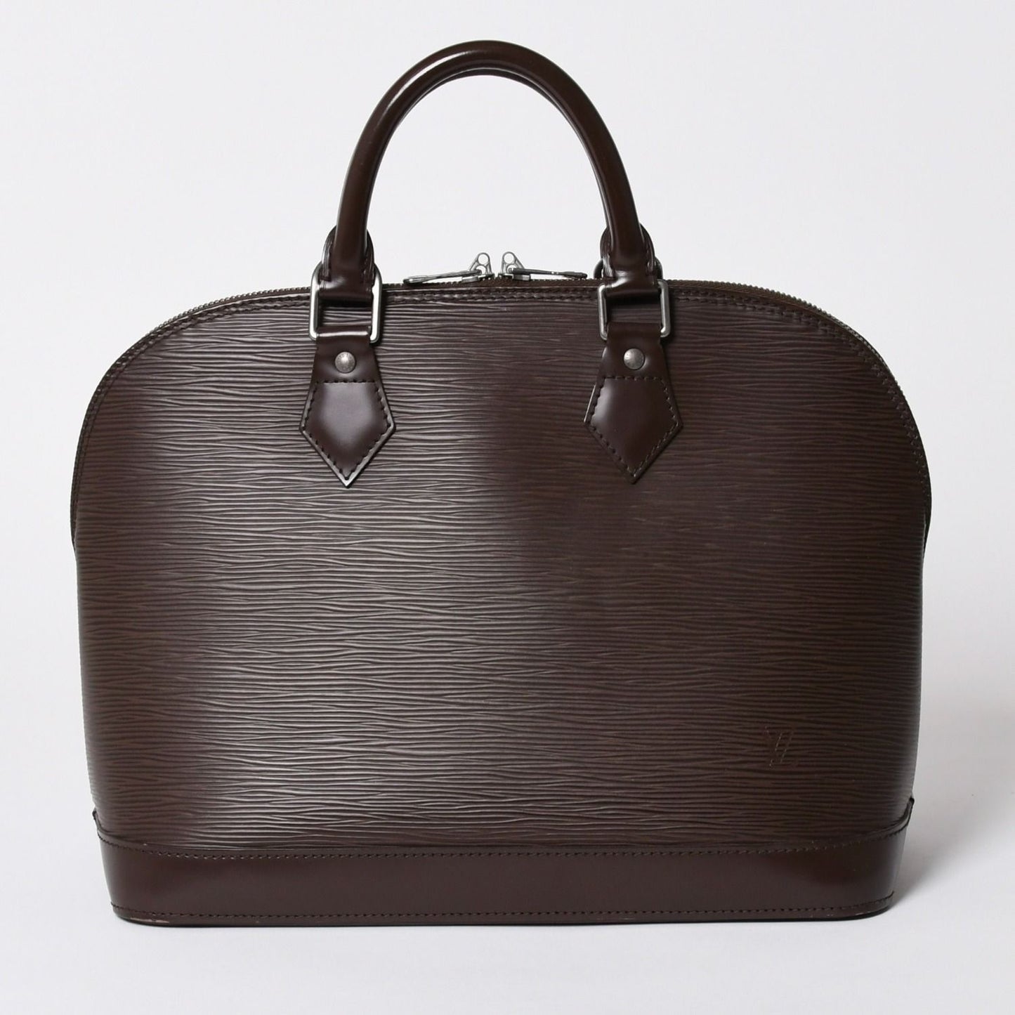 Louis Vuitton Alma PM Handbag Epi Leather Dark Brown Silver — view 2