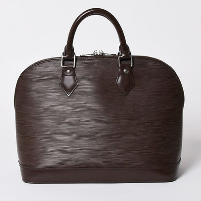 Louis Vuitton Alma PM Handbag Epi Leather Dark Brown Silver — view 2
