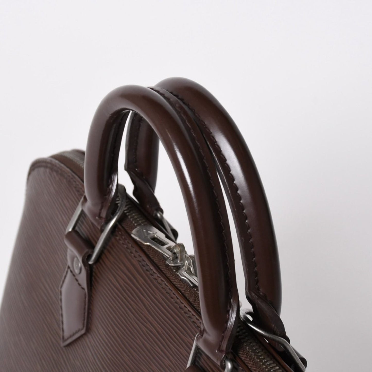 Louis Vuitton Alma PM Handbag Epi Leather Dark Brown Silver — view 5