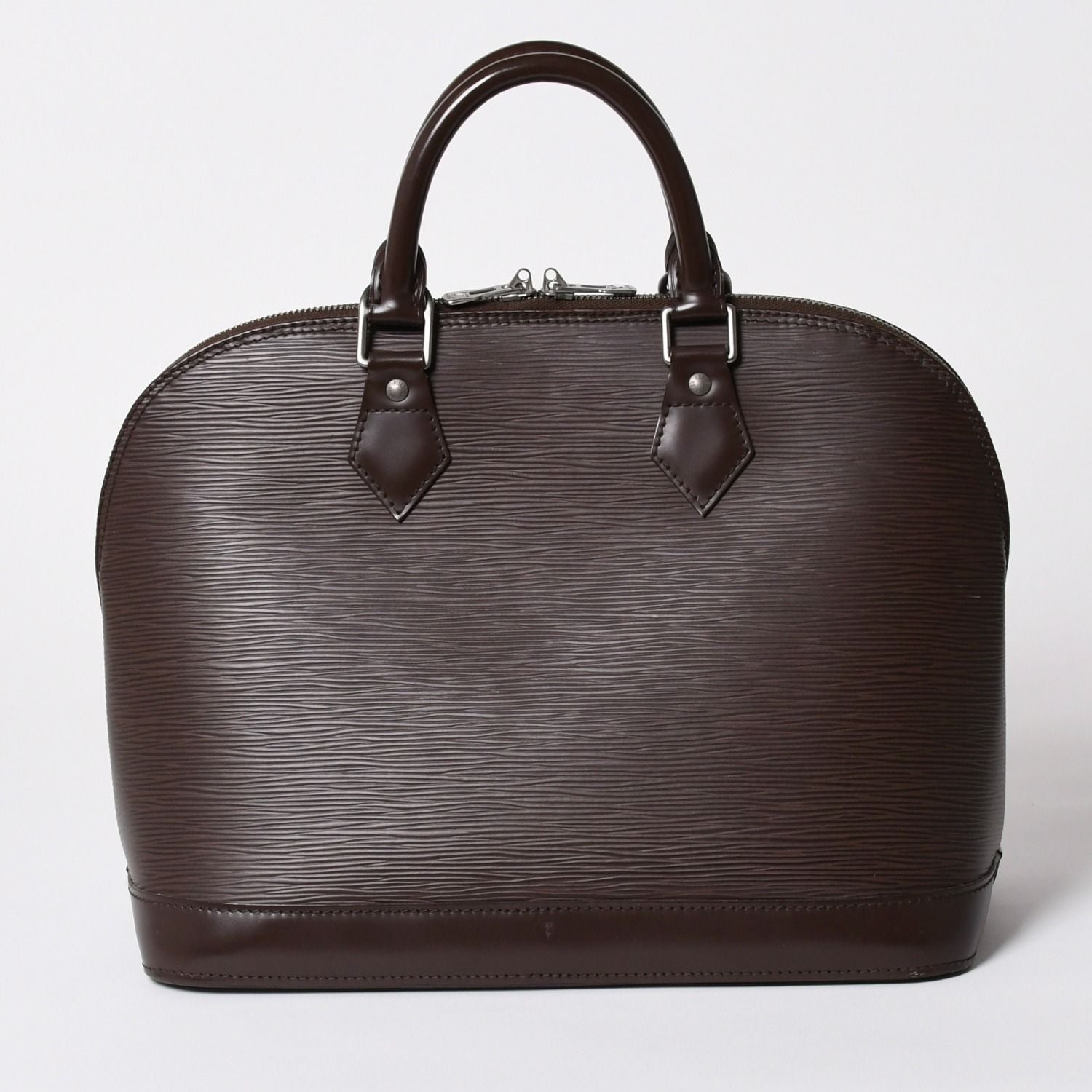 Louis Vuitton Alma PM Handbag Epi Leather Dark Brown Silver