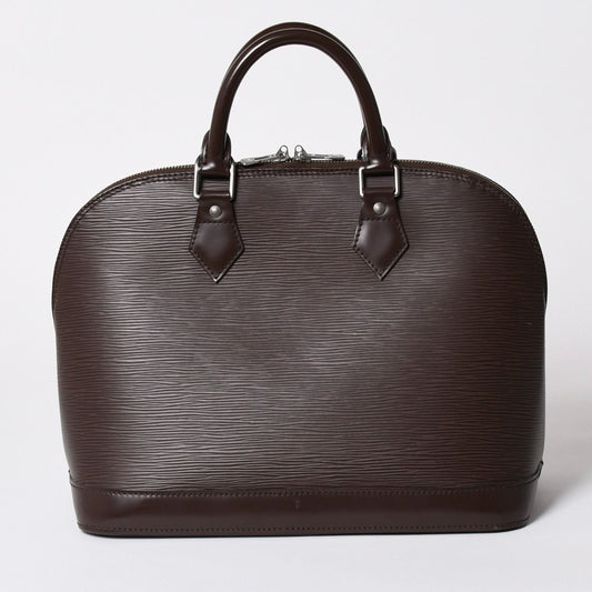 Louis Vuitton Alma PM Handbag Epi Leather Dark Brown Silver