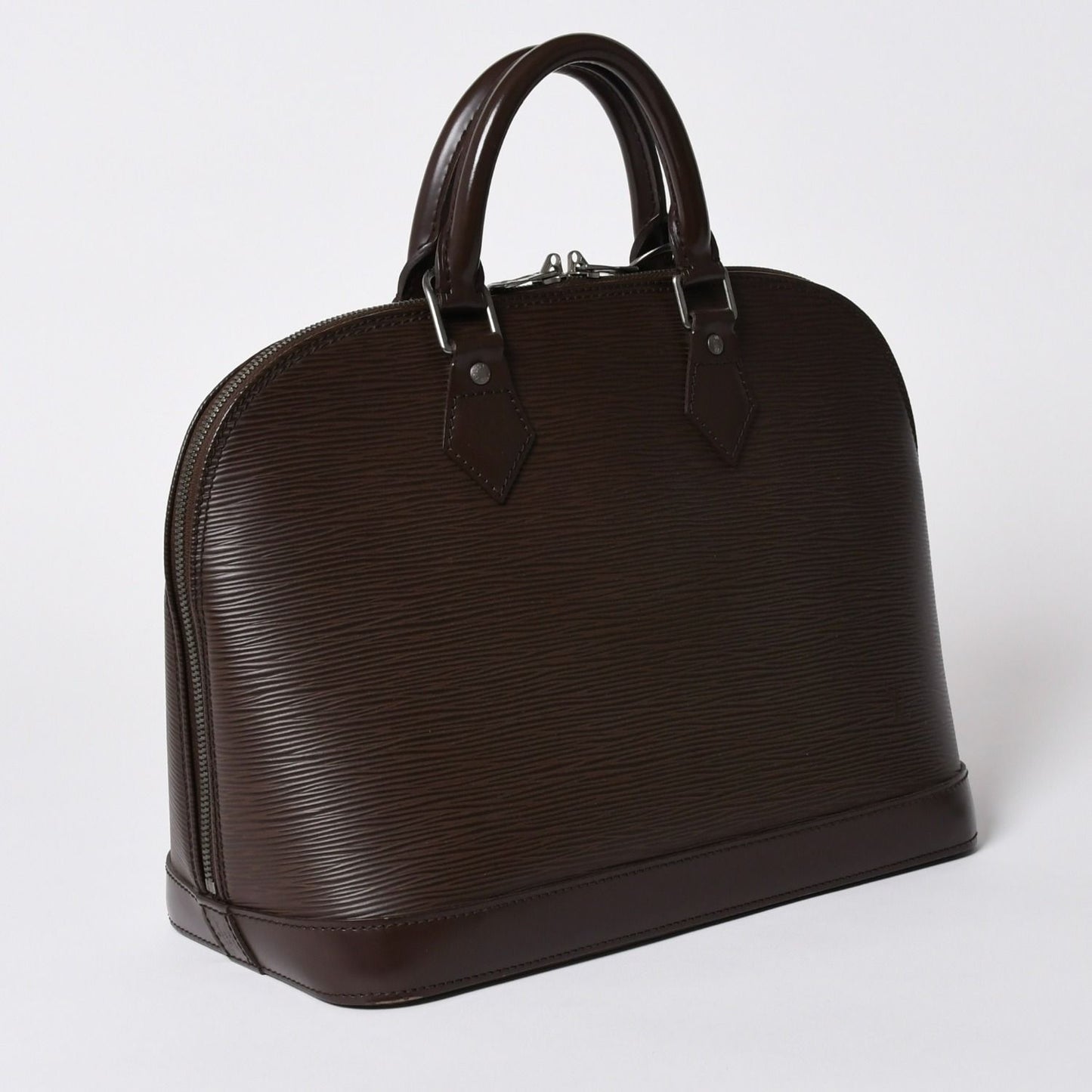 Louis Vuitton Alma PM Handbag Epi Leather Dark Brown Silver — view 3