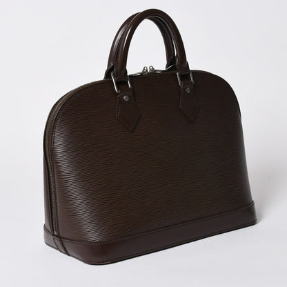 Louis Vuitton Alma PM Handbag Epi Leather Dark Brown Silver — view 3