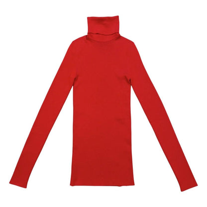 Gucci Sweater Fine Wool Ribbed Turtleneck Knit XS Logo Embroidery