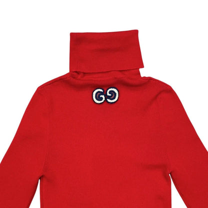 Gucci Sweater Fine Wool Ribbed Turtleneck Knit XS Logo Embroidery — view 5